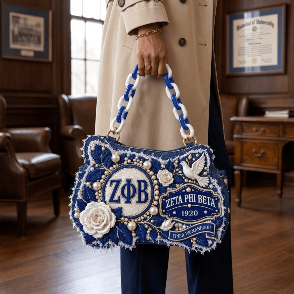 ZPB Sculptural Embroidered Denim Handbag NTKO