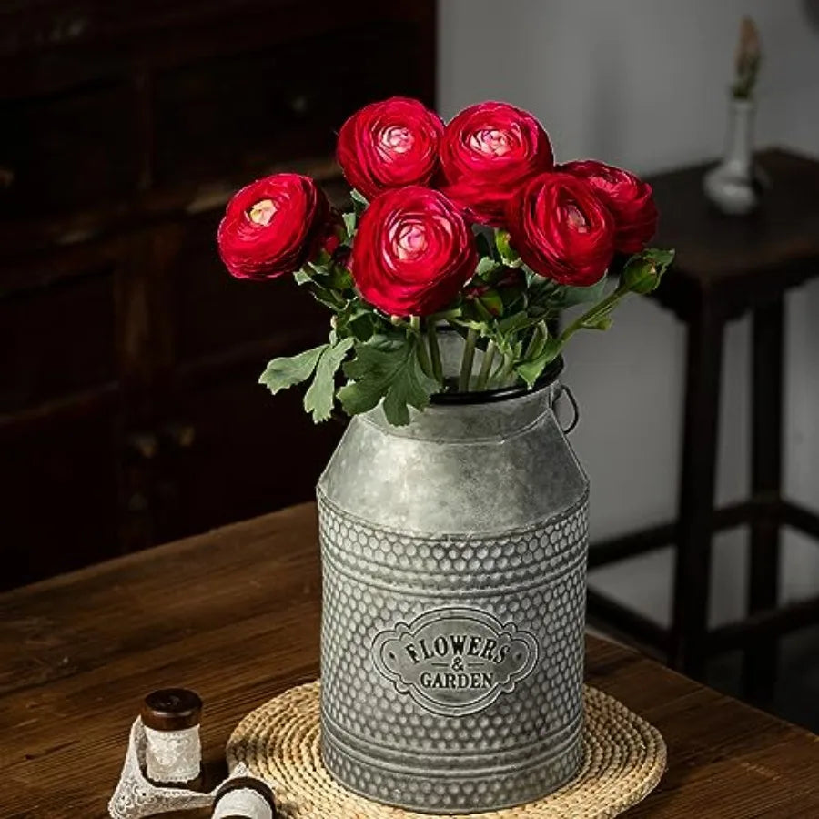 Artificial Ranunculus Flowers with Real Touch Stem Silk Ranunculus Flowers 10 Pack (Red)