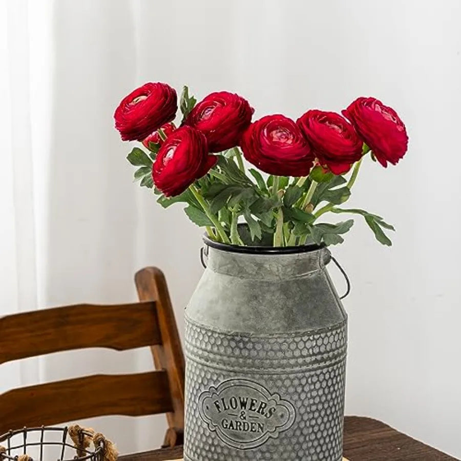 Artificial Ranunculus Flowers with Real Touch Stem Silk Ranunculus Flowers 10 Pack (Red)
