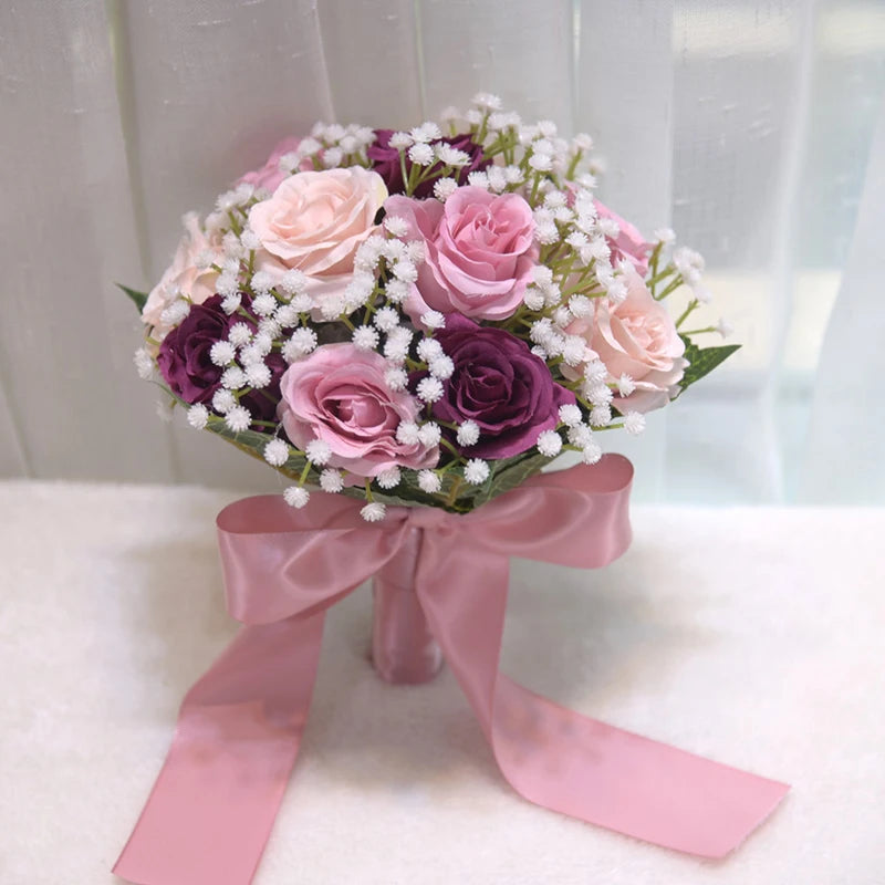 Bridal Bridesmaid Wedding Bouquet Silk  Artificial Peony Roses Flowers Bride Holding Flowers Mariage Bouquet Wedding Accessories