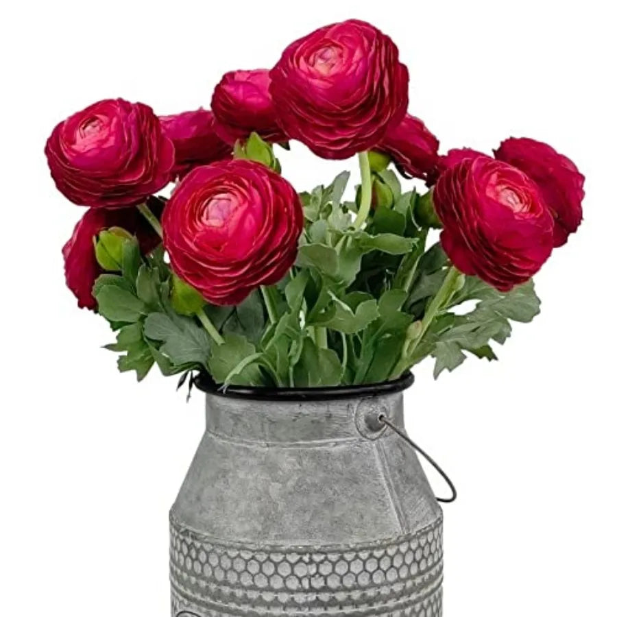 Artificial Ranunculus Flowers with Real Touch Stem Silk Ranunculus Flowers 10 Pack (Red)